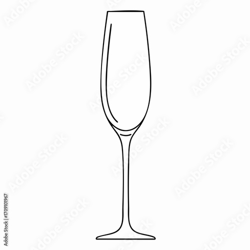 Elegant Line Drawing of a Champagne Flute Glass