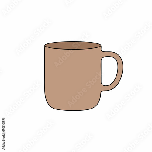 Simple Brown Mug with a Rounded Handle and Minimalist Design