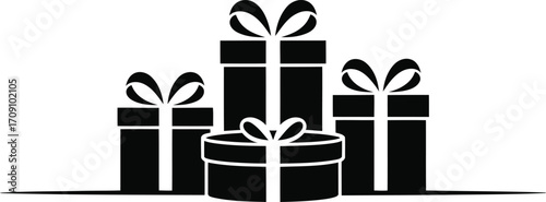 A festive arrangement of presents stacked up high each adorned with beautiful bows conveying anticipation for a joyous gift giving occasion