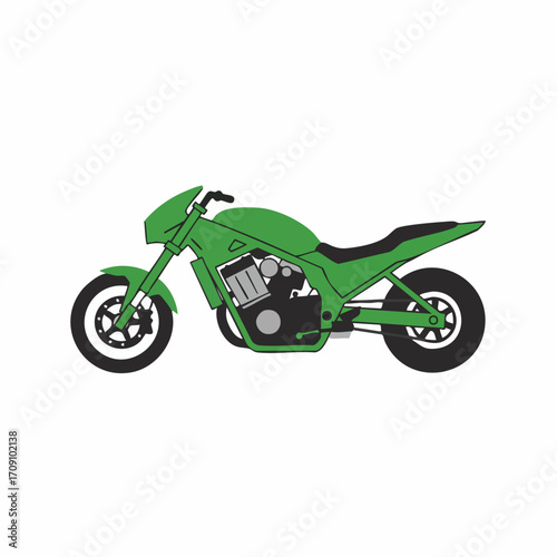 Sleek Green Motorcycle Side Profile Illustration