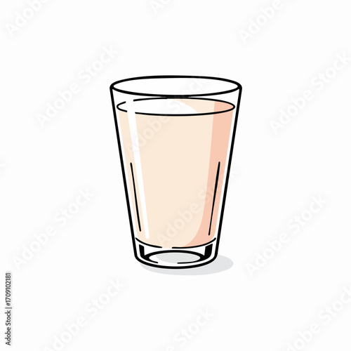 Simple Line Art Illustration of a Glass of Milk