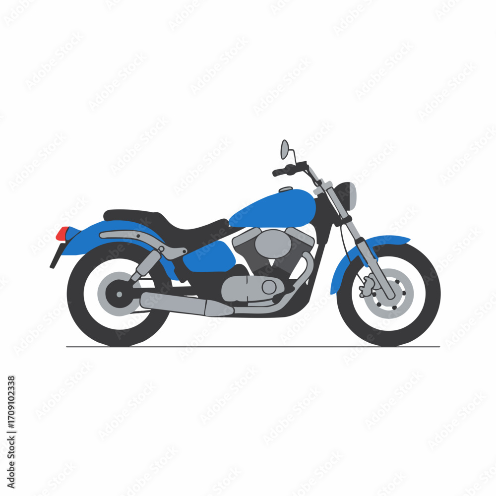Obraz premium Stylized Blue Motorcycle with Chrome Accents and Black Details Illustration