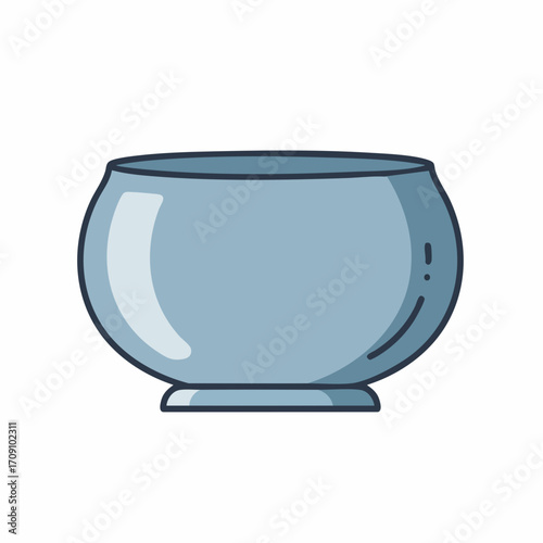 Simple Blue Bowl Illustration with Subtle Highlights