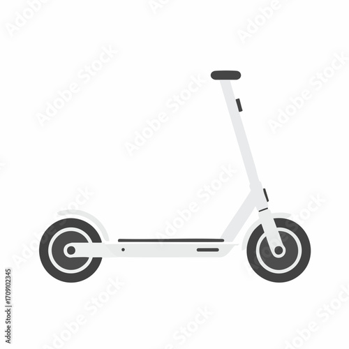 Sleek white electric scooter with minimalist design and dark gray accents