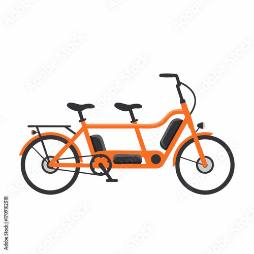 Vibrant Orange Tandem Bicycle with Two Seats