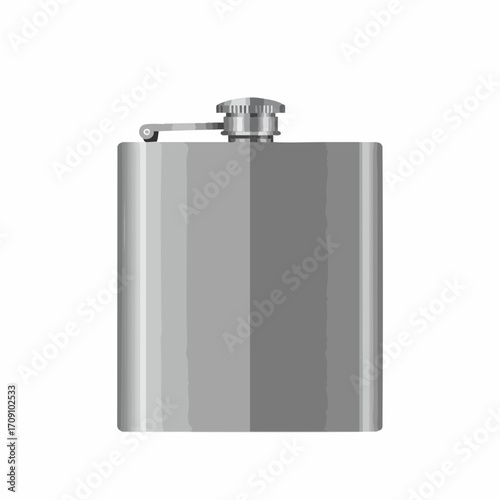 Sleek Silver Hip Flask with Hinged Cap