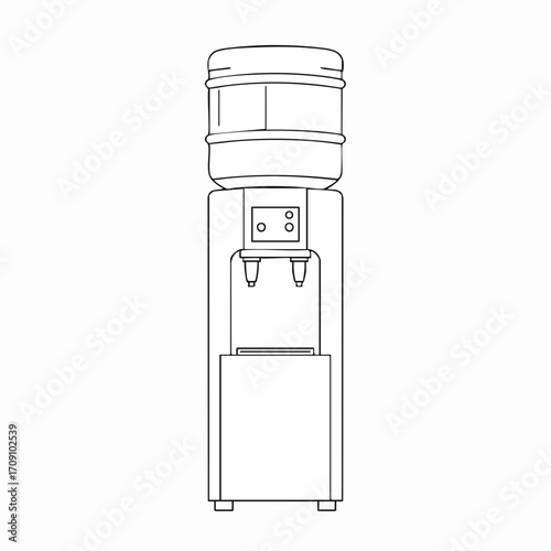Detailed Line Art Depiction of a Water Cooler Dispenser