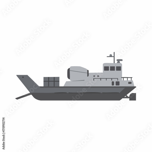 Gray Military Hovercraft with Cargo Hold