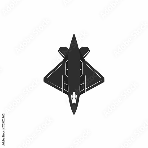 Stylized Stealth Fighter Jet with Geometric Wing Design and Sharp Angles