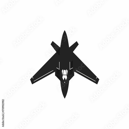 Stylized Silhouette of a Stealth Fighter Jet with Geometric Wing Design