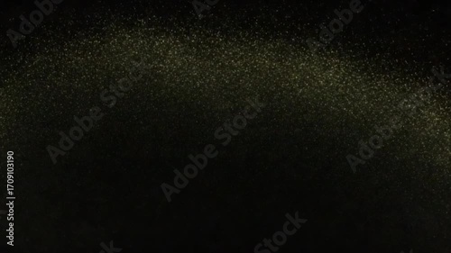 Abstract Golden Shimmering Particles on Black Background with Glitter Dust Effect
