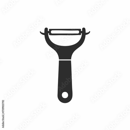Sleek Black Vegetable Peeler Kitchen Tool Icon
