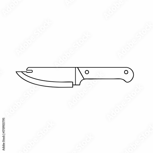 Simple Outline of a Curved Blade Hunting Knife with Handle