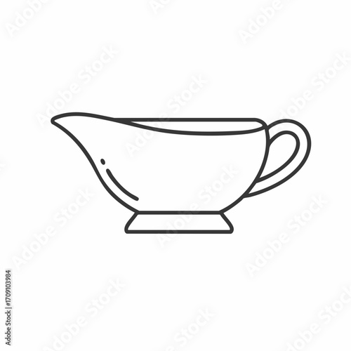Minimalist Outline of a Classic Gravy Boat with Elegant Handle