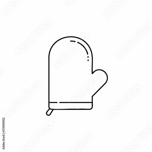 Simple Line Drawing of a Kitchen Oven Mitt