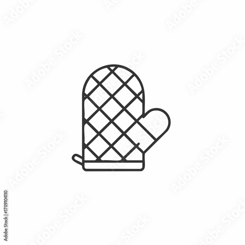 Line Art Oven Mitt with Diamond Pattern and Hanging Loop