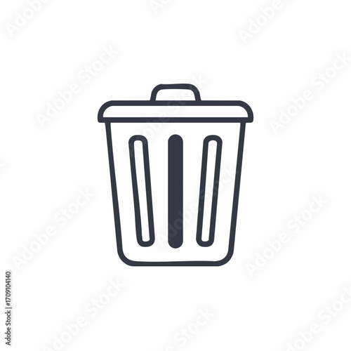 Simple Outline of a Trash Can with Lid