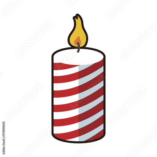 a red and white striped candle