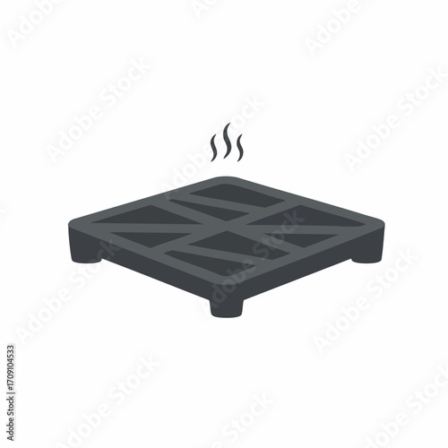 Isometric View of a Charcoal Grill with Rising Smoke.