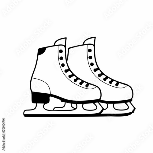 Black and White Pair of Ice Skates Ready for Winter Fun