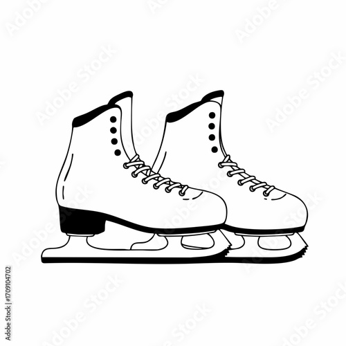 Elegant Black and White Ice Skates Illustration