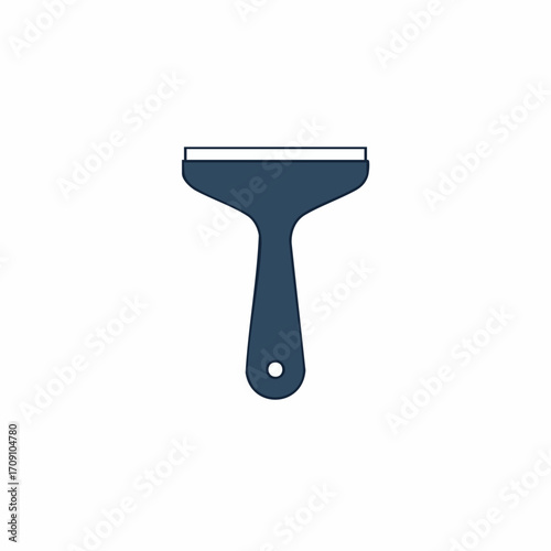 Dark Blue Handheld Squeegee with Rounded Handle and Straight Blade