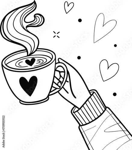 cup of coffee with heart shape