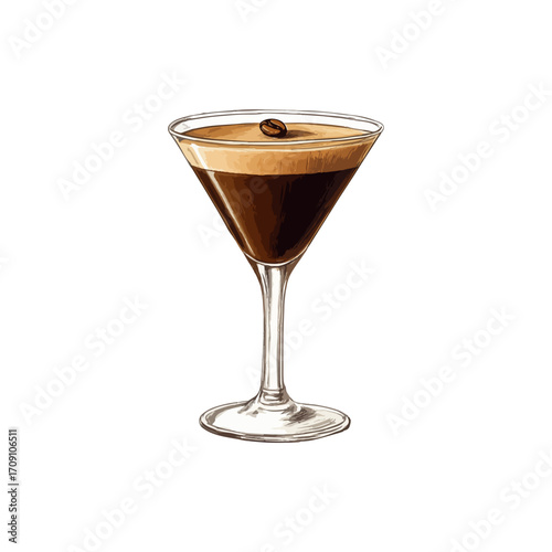 espresso martini hand drawn illustration