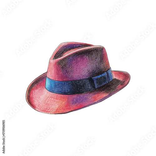 fedora hand drawn illustration