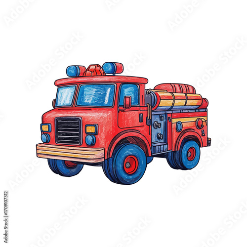 fire truck hand drawn illustration