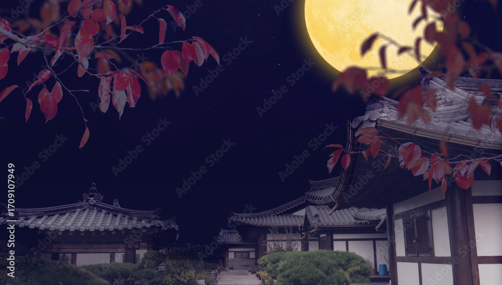 Fototapeta premium Korean traditional culture festival greeting background
