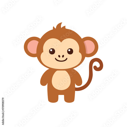 A cute cartoon monkey smiling at the viewer with a happy expression