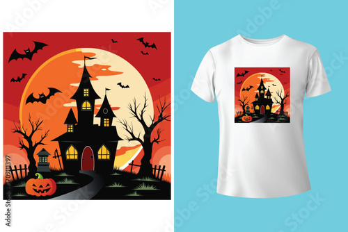 Happy Halloween - Halloween T-Shirt design template. Happy Halloween t-shirt design template easy to print all-purpose for men, women, and children