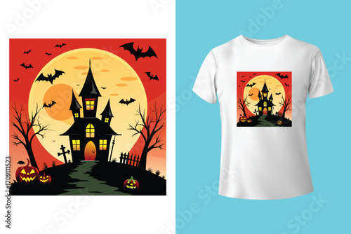 Happy Halloween - Halloween T-Shirt design template. Happy Halloween t-shirt design template easy to print all-purpose for men, women, and children