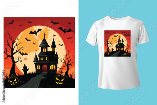 Happy Halloween - Halloween T-Shirt design template. Happy Halloween t-shirt design template easy to print all-purpose for men, women, and children