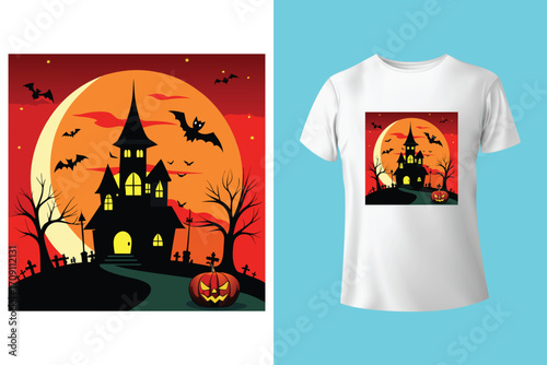 Happy Halloween - Halloween T-Shirt design template. Happy Halloween t-shirt design template easy to print all-purpose for men, women, and children