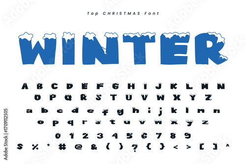 Christmas gingerbread font x mas typeface alphabet set and Santa hat