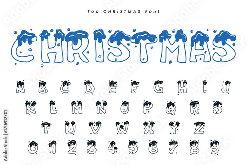 Christmas gingerbread font x mas typeface alphabet set and Santa hat