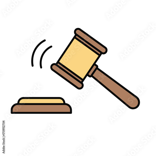 Lawyer's gavel and sound block used in court for auction or legal proceedings illustration