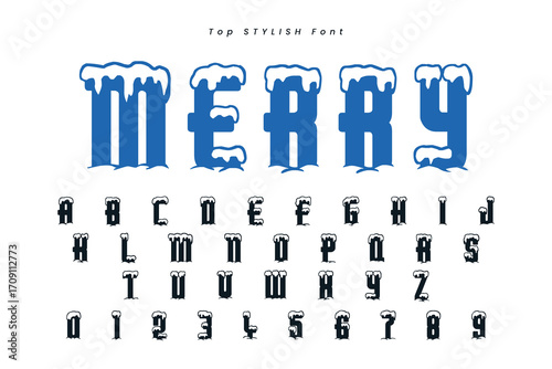 Christmas gingerbread font x mas typeface alphabet set and Santa hat