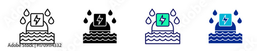Hydroelectric Power  Icon Set Multiple Style Collection