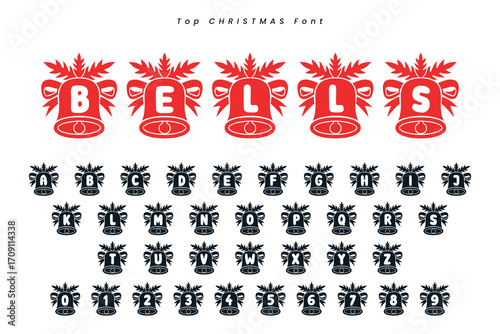 Christmas gingerbread font x mas typeface alphabet set and Santa hat