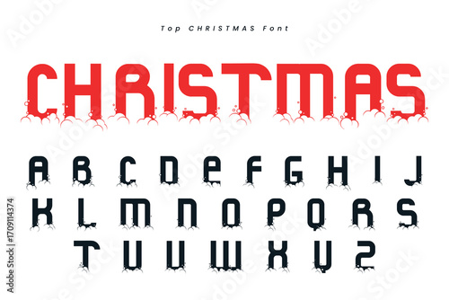 Christmas gingerbread font x mas typeface alphabet set and Santa hat