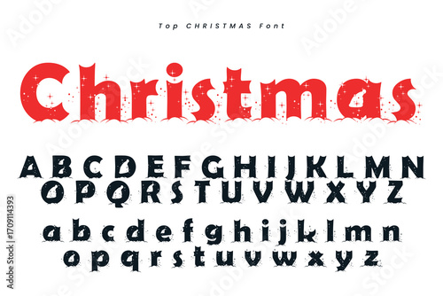 Christmas gingerbread font x mas typeface alphabet set and Santa hat