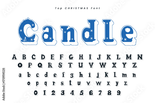 Christmas gingerbread font x mas typeface alphabet set and Santa hat