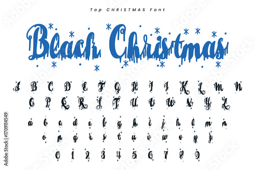 Christmas gingerbread font x mas typeface alphabet set and Santa hat