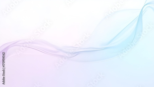 Dreamy glass gradient artwork shifting from soft pink to light blue on a clean white background. Gentle translucence and rippling textures create a calm, airy sense of movement