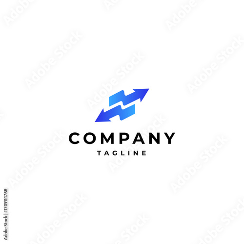 Up arrow logo with a fast effect in a flat design style