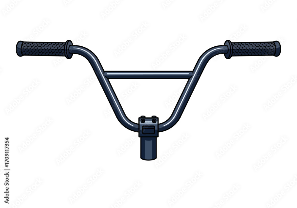 Fototapeta premium BMX Bicycle Handlebars Dark Gray Steel Textured Grips VShaped Design.