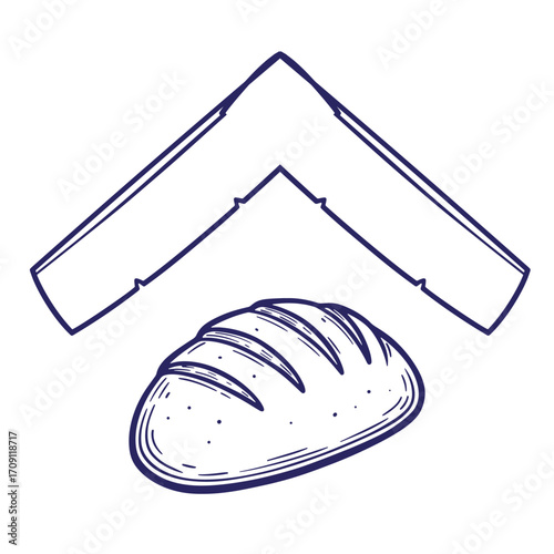 Hand drawn loaf of bread with banner element perfect for bakery and food illustrations